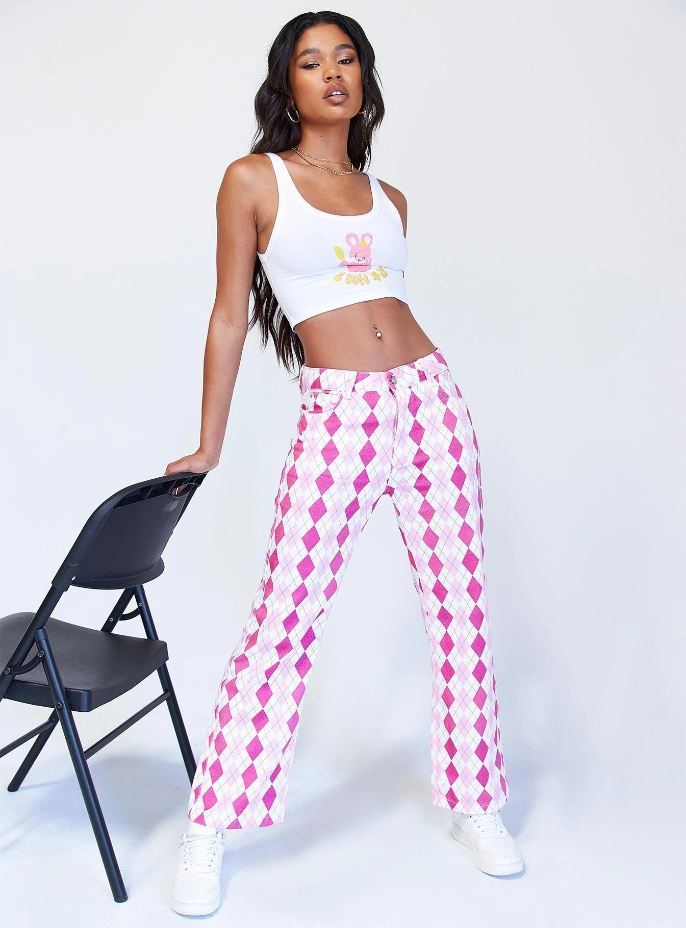 SeamlessPocketDesign Zoey Argyle Straight Leg Pant Pink